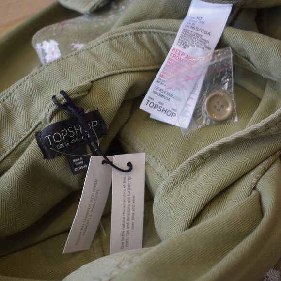 NWT Topshop Ethan Metallic Foil Paint Military Style Button Up Jacket - Picture 8 of 8